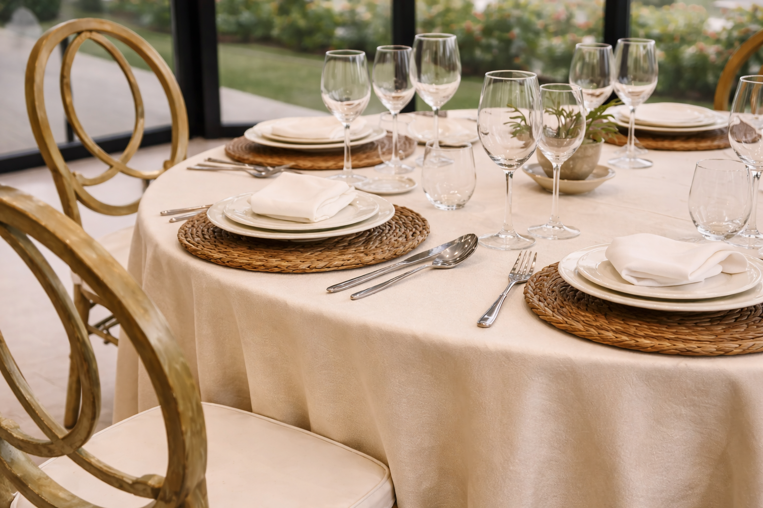 Mantel Redondo Crema Vintage