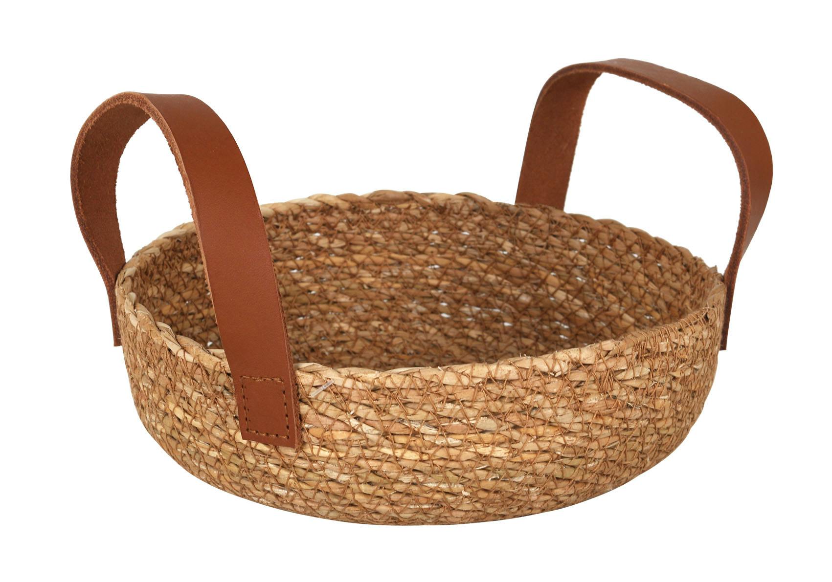Cestillo de Pan Mimbre y Cuero